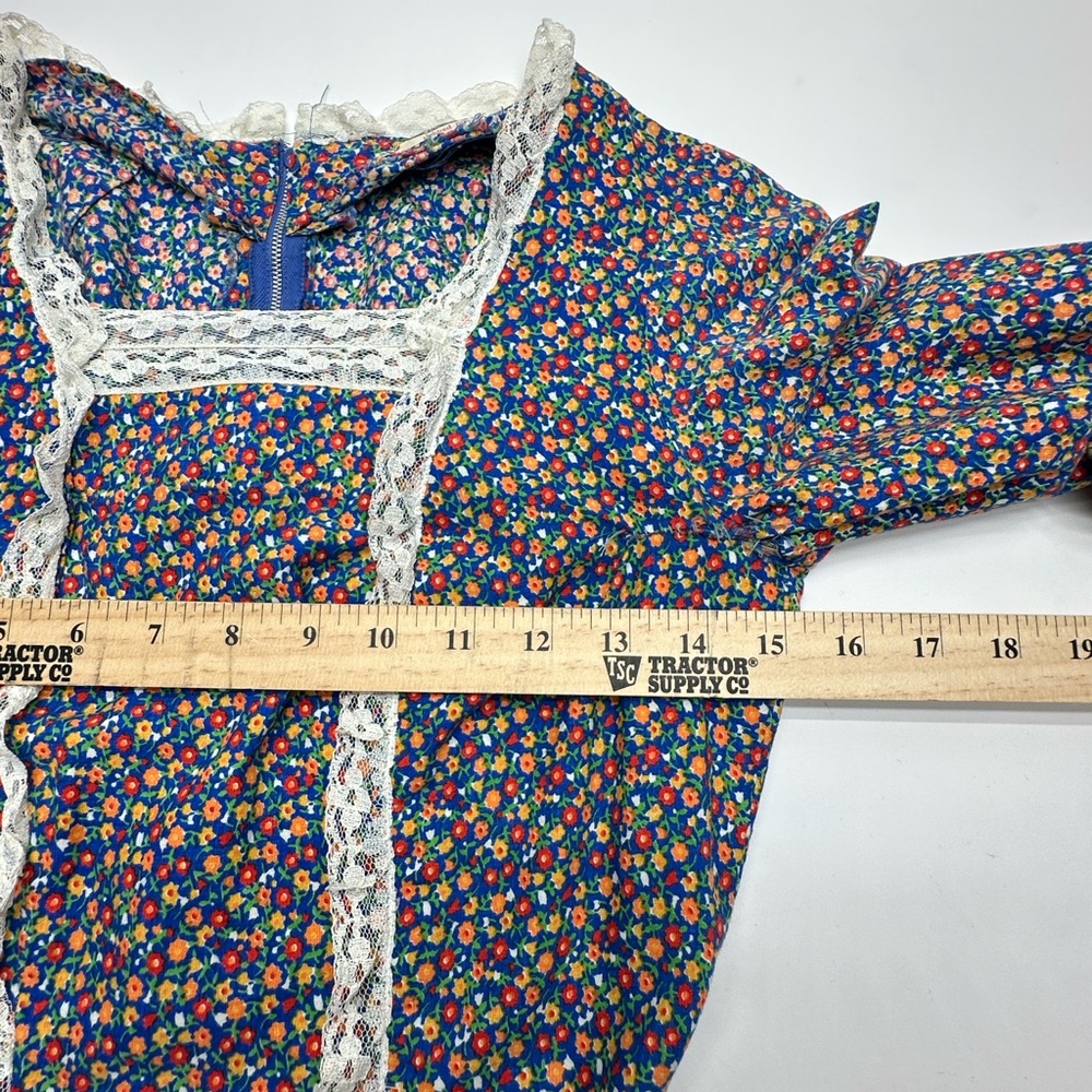 Vintage 60-70’s Floral Long Sleeve prairie Dress handmade women’s size small - Picture 11 of 16
